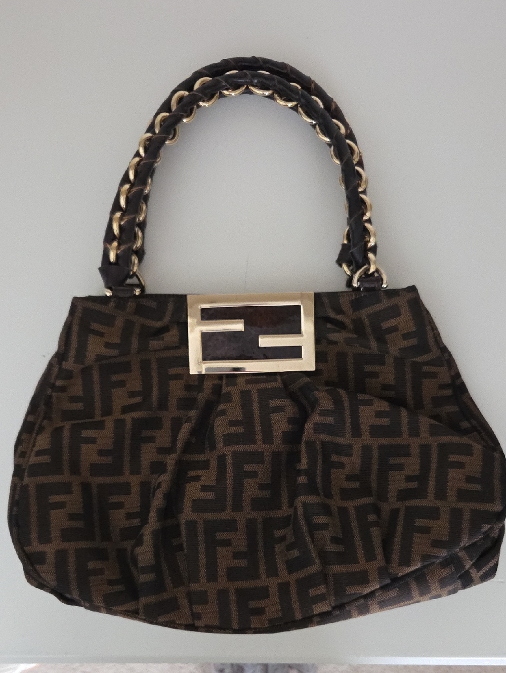 Fendi Tovacco Zucca Print Canvas Small Mia Tote Bag